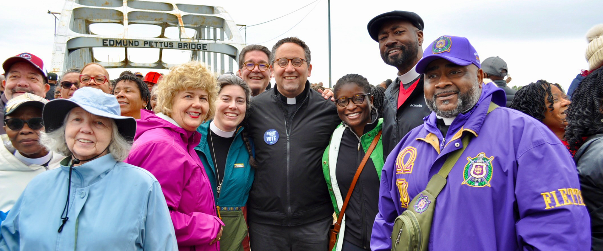 Members of the Racial Justice and Reconciliation Commission on a pilgrimage to Alabama and the Edmund Pettus Bridge