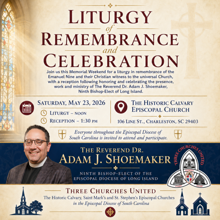 May 23: Liturgy Remembering the Witness of the Emanuel Nine; Honoring Bishop-elect Adam Shoemaker