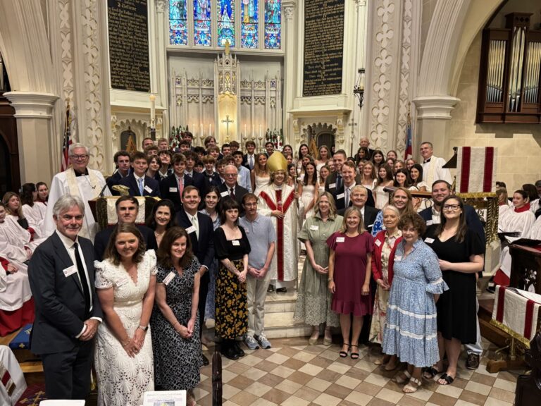 Bishop Ruth Woodliff-Stanley stands with those received and confirmed at Grace Church Cathedral in Charleston on May 3, 2026