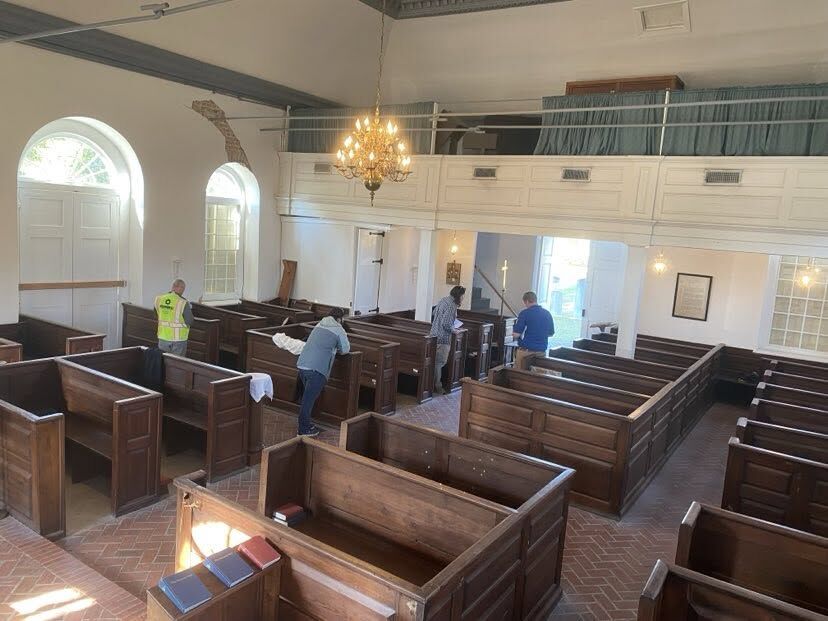 St. Stephen's Episcopal Church in St. Stephen South Carolina damage after truck struck the building
